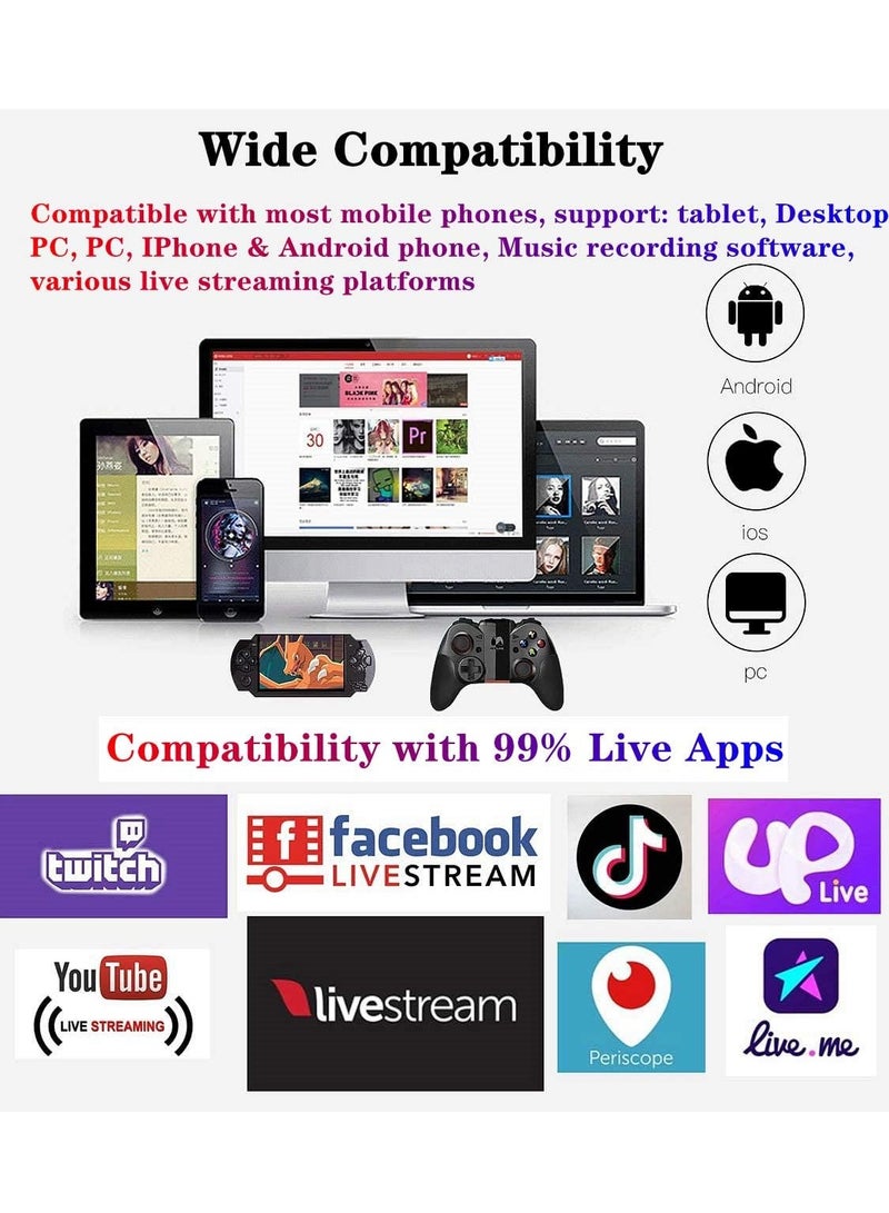 Professional Audio Mixer, K300 Live Sound Card and Audio Interface Sound Board with Multiple DJ Mixer Effects,Voice Changer and LED Light, Prefect for Streaming/Podcasting/Gaming/Recording/YouTube/PC - Image 5
