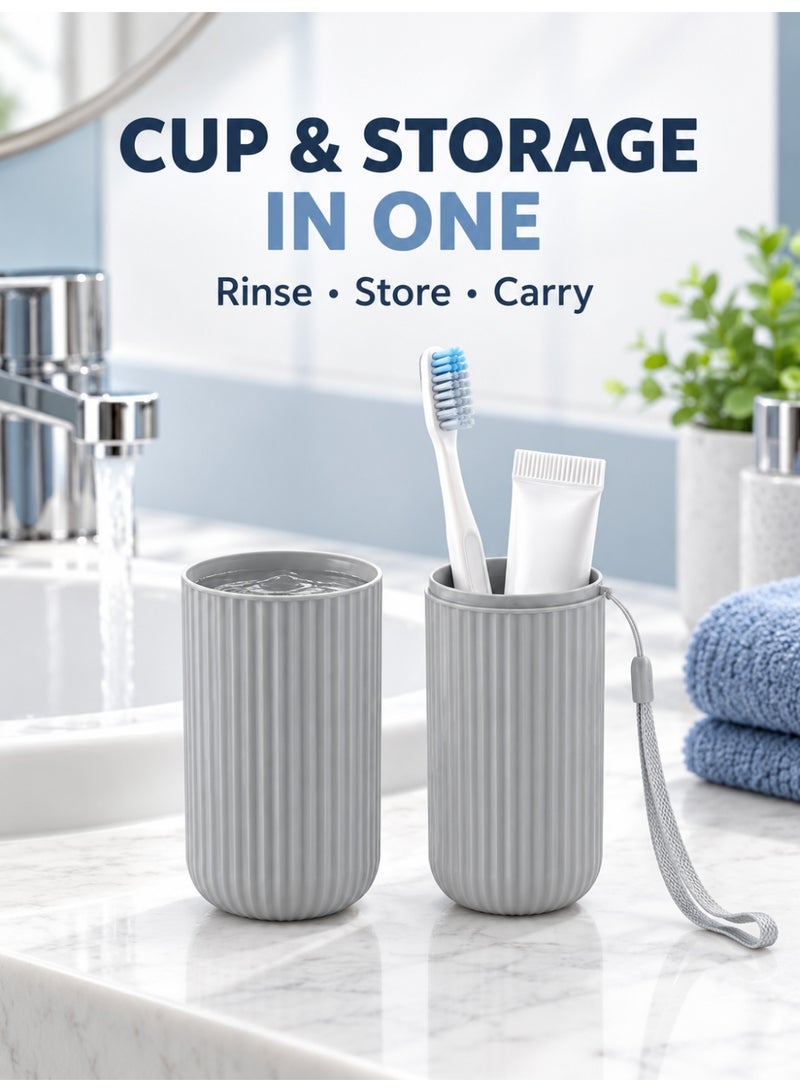 Baytna 1Pc Portable Travel Toothbrush Cup, Multifunctional Toothbrush Toothpaste Storage Box, Travel Camping Bathroom Organizer for Home School Outdoor Use - Image 3