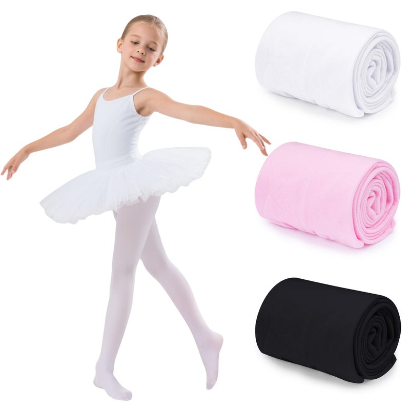 Dxhycc 3 Pack Girls Ballet Tights Soft Elastic Footed Dance Tights for Toddler Girls Ballet School Uniform - Image 1
