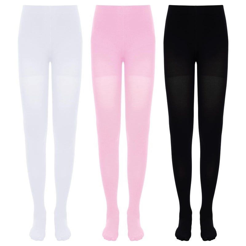 Dxhycc 3 Pack Girls Ballet Tights Soft Elastic Footed Dance Tights for Toddler Girls Ballet School Uniform - Image 2