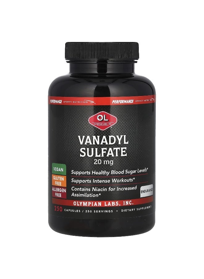 Olympian Labs Olympian Labs, Vanadyl Sulfate, 20 mg, 250 Capsules  - Image 1