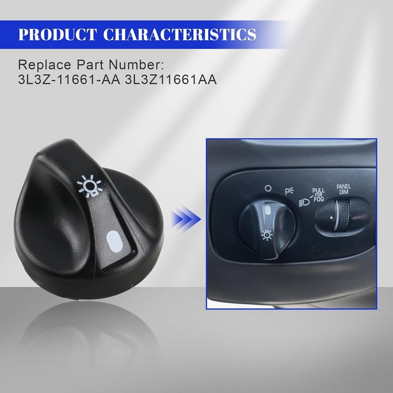 MOTOALL Head Light Head Lamp Switch Knob for 2001-2004 Ford Super Duty F150 F-250 F-350 F-450 F-550 3L3Z-11661-AA 3L3Z11661AA - Image 4