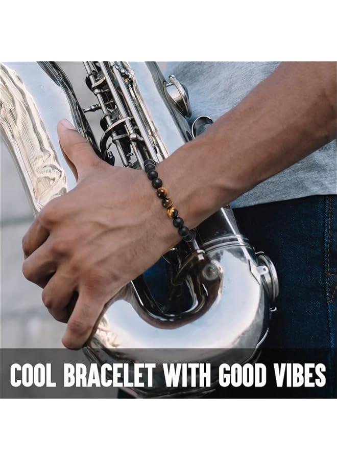 Arabest Cool Gifts for Teen Boys/Men-Natural Gemstone Bracelet with Meaningful Metal Wallet Card in Gift Box - Image 3