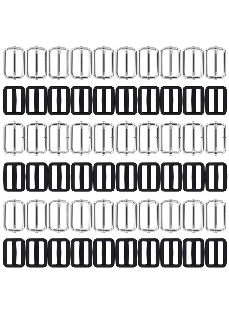 DIY Crafts DIY Crafts 1 inch Metal Plastic TriGlides Rectangle Adjustable Webbing Slider Metal 3030 Nylon 30 Pack of 60 Pcs 