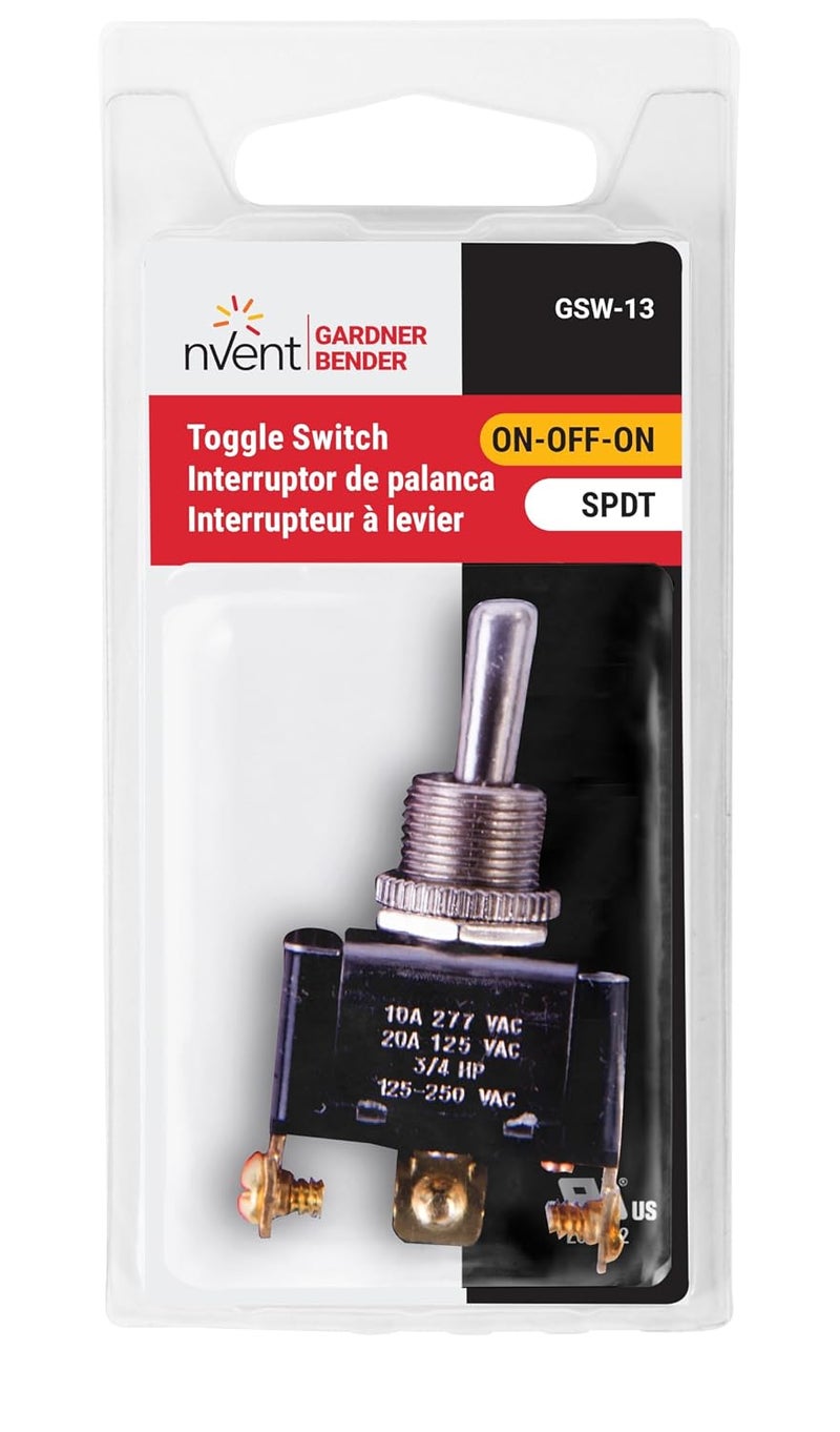 Gardner Bender GSW-13 Heavy Duty Electrical Toggle Switch, SPDT, ON-OFF-ON, 20 A/125V AC, Screw Terminal - Image 3