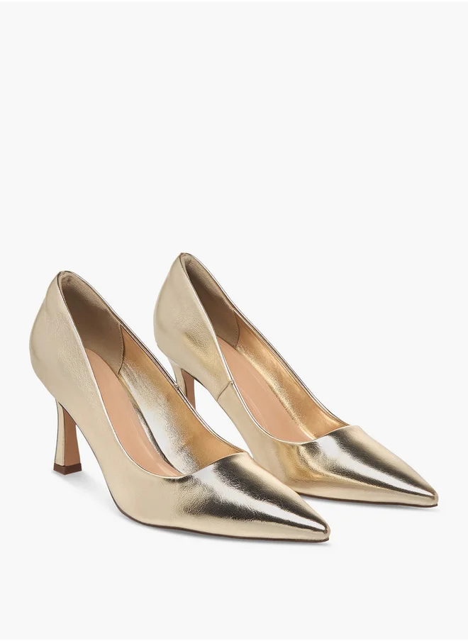 سيليست Women's Textured Pointed Toe Pumps with Stiletto Heels