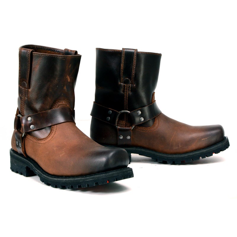 Milwaukee Leather Mens Brown TwoTone Full Grain Leather Easy PullOn Motorcycle Harness Boots MBM900811
