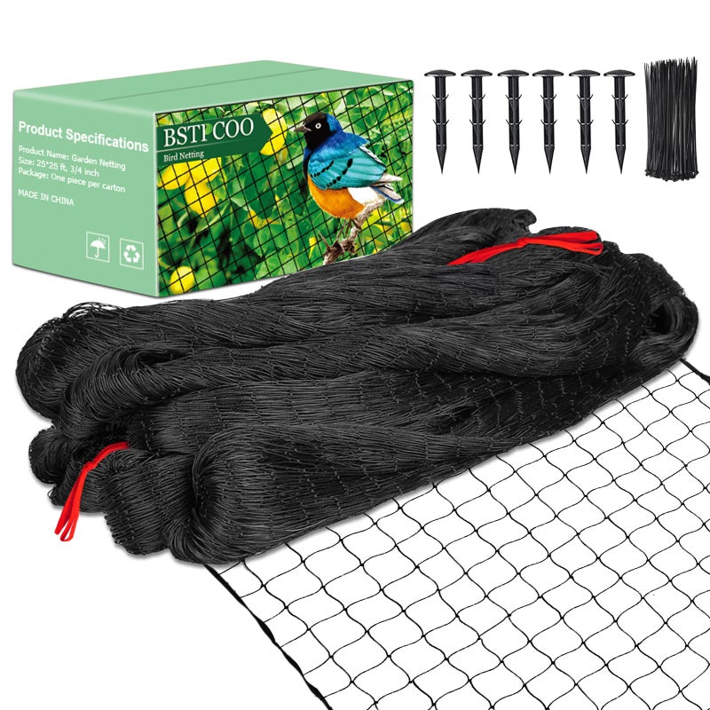 BSTPCOO BSTPCOO 25x25 Bird Netting for Chicken Coop Nylon 34 Mesh Poultry Netting for Roof Hawk Aviary Deer Fence Pests Fruits Trees Plant