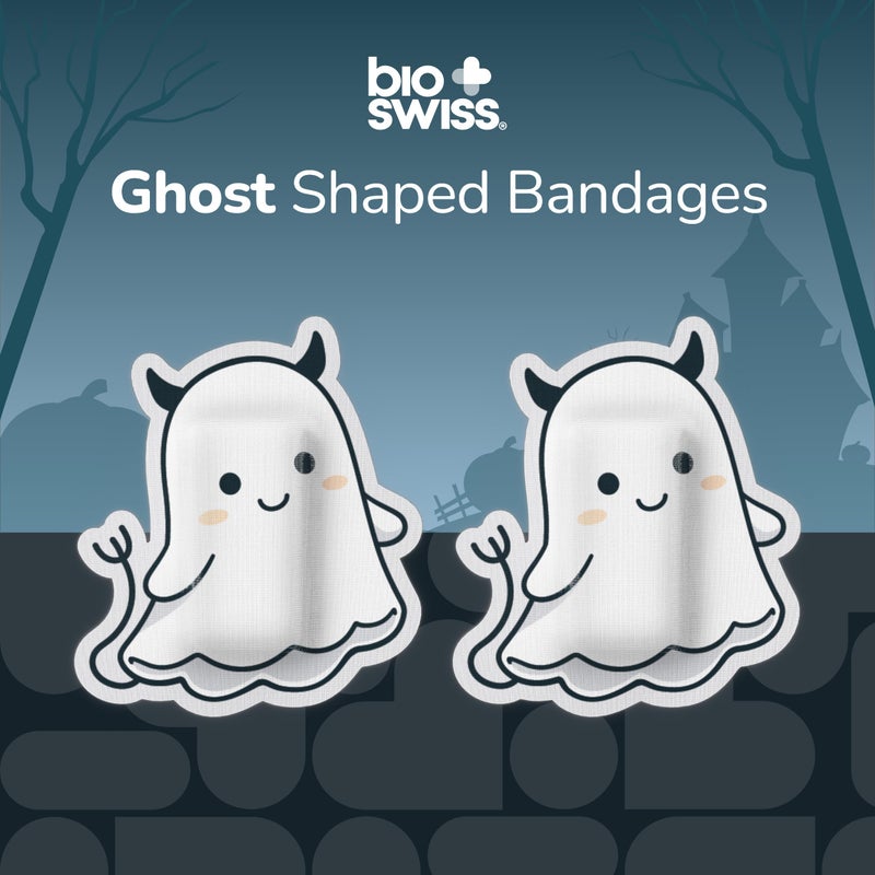 BioSwiss Bandages, Halloween Ghost Shaped Self Adhesive Bandage Set, Latex Free, Sterile Wound Care, 24 Count - Image 3