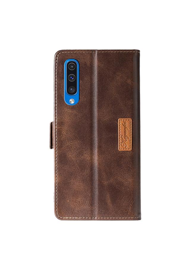 S-TOP Case For Samsung Galaxy A50 Retro Texture Contrast Color Side Buckle Horizontal Flip Leather Case with Holder & Card Slots & Wallet - Image 3