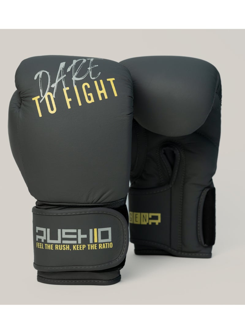 RUSHIO Double Strap Boxing Gloves- Solid Gray - Image 1