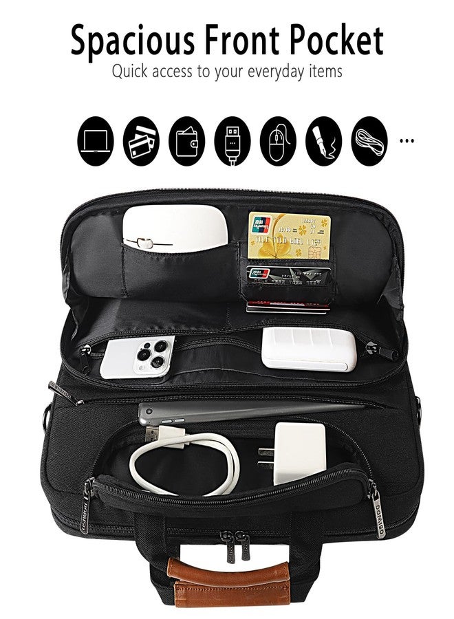 DOMISO 17-17.3 Inch Laptop Bag, Waterproof Business Briefcase for Men,Computer Messenger Shoulder Bag with Strap for Dell HP Lenovo ASUS Acer LG MSI Razer Alienware, Black - Image 3