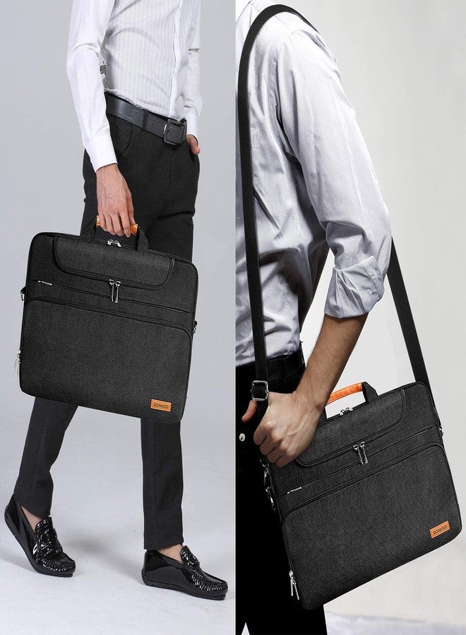DOMISO 17-17.3 Inch Laptop Bag, Waterproof Business Briefcase for Men,Computer Messenger Shoulder Bag with Strap for Dell HP Lenovo ASUS Acer LG MSI Razer Alienware, Black - Image 2
