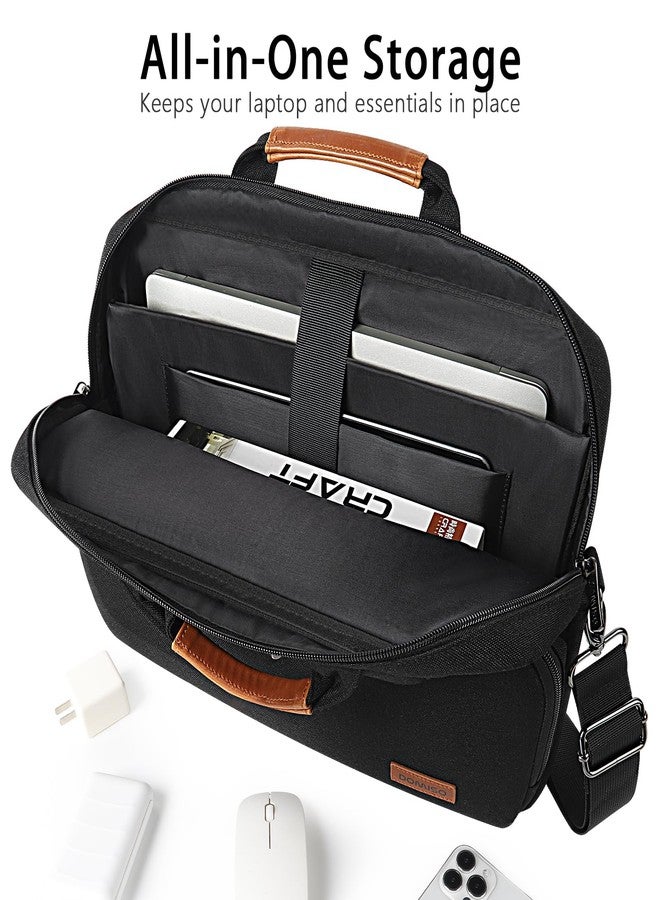 DOMISO 17-17.3 Inch Laptop Bag, Waterproof Business Briefcase for Men,Computer Messenger Shoulder Bag with Strap for Dell HP Lenovo ASUS Acer LG MSI Razer Alienware, Black - Image 4
