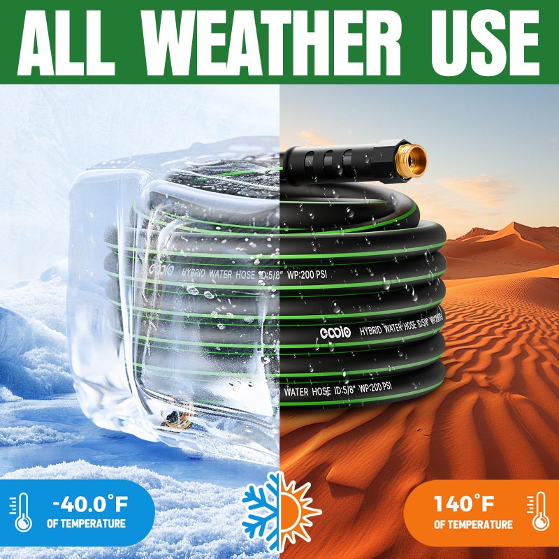 EOOIO Heavy Duty Garden Hose 50ft, NON-EXPANDABLE Flexible Water Hose, Kink Resistant Lightweight Hybrid Hose, Leakproof Hose Male to Female Fittings - Image 5