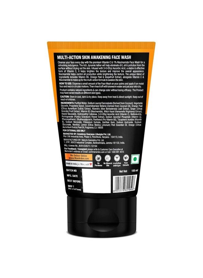 Man Arden Vitamin C Daily Multiaction Skin Awakening & Brightening Face Wash Vitamin C + Niacinamide 100 Ml  - Image 3