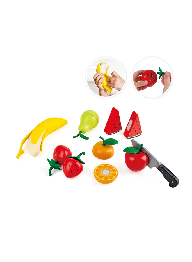 هيب مجموعة فواكه صحية من هابي | مجموعة فواكه خشبية للعب مع سكين ألعاب للتقطيع ومطبخ اللعب | للأطفال من عمر - سنوات