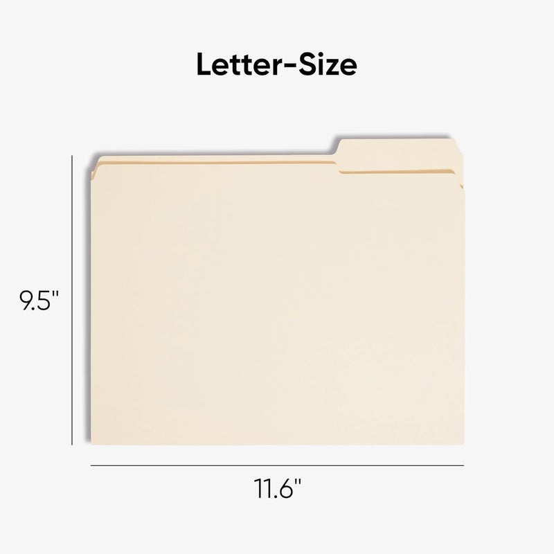 Smead Smead File Folders Letter Size Reinforced 13Cut Tab Assorted Positions Letter Size Manila Folders 85 x 11 100 per Box 10334 - Image 2