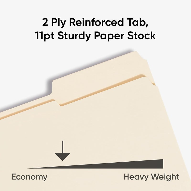 Smead Smead File Folders Letter Size Reinforced 13Cut Tab Assorted Positions Letter Size Manila Folders 85 x 11 100 per Box 10334 - Image 4
