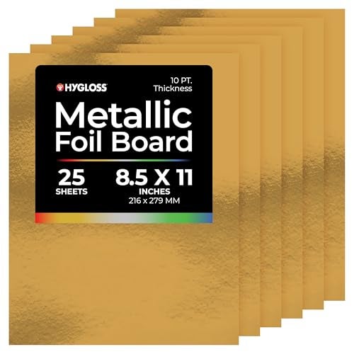Hygloss Metallic Cardstock Sheets – 25 Shiny Gold Sheets, 8.5” x 11” - Sturdy 10 pt. – Metallic Foil Board Paper for Crafts, Scrapbooking, Posters & Decorations - Image 2