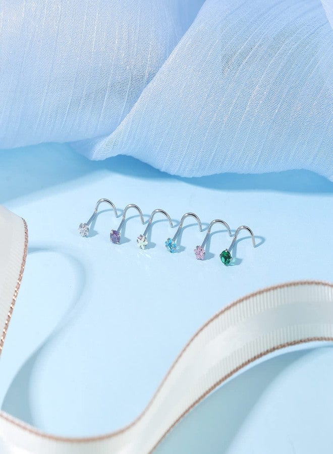 BodyAce 18pcs Stainless Steel Nose Studs Rings, 20 Gauge L Shaped stud Nose Rings for Women, Mix Colors 3mm Diamond CZ Nostril Nose Piercing Jewelry (A:Screw) - Image 3