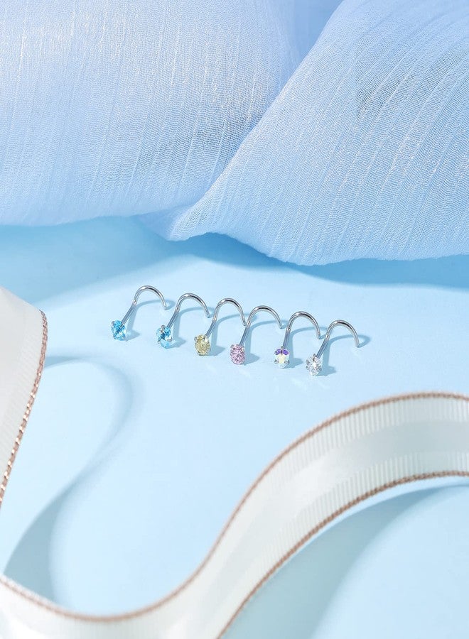BodyAce 18pcs Stainless Steel Nose Studs Rings, 20 Gauge L Shaped stud Nose Rings for Women, Mix Colors 3mm Diamond CZ Nostril Nose Piercing Jewelry (A:Screw) - Image 5