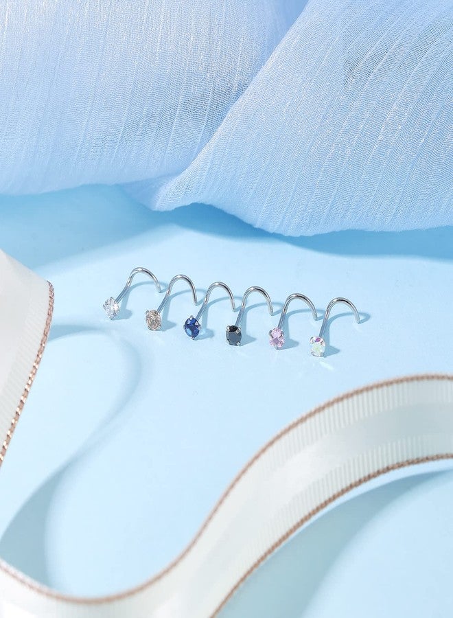 BodyAce 18pcs Stainless Steel Nose Studs Rings, 20 Gauge L Shaped stud Nose Rings for Women, Mix Colors 3mm Diamond CZ Nostril Nose Piercing Jewelry (A:Screw) - Image 4