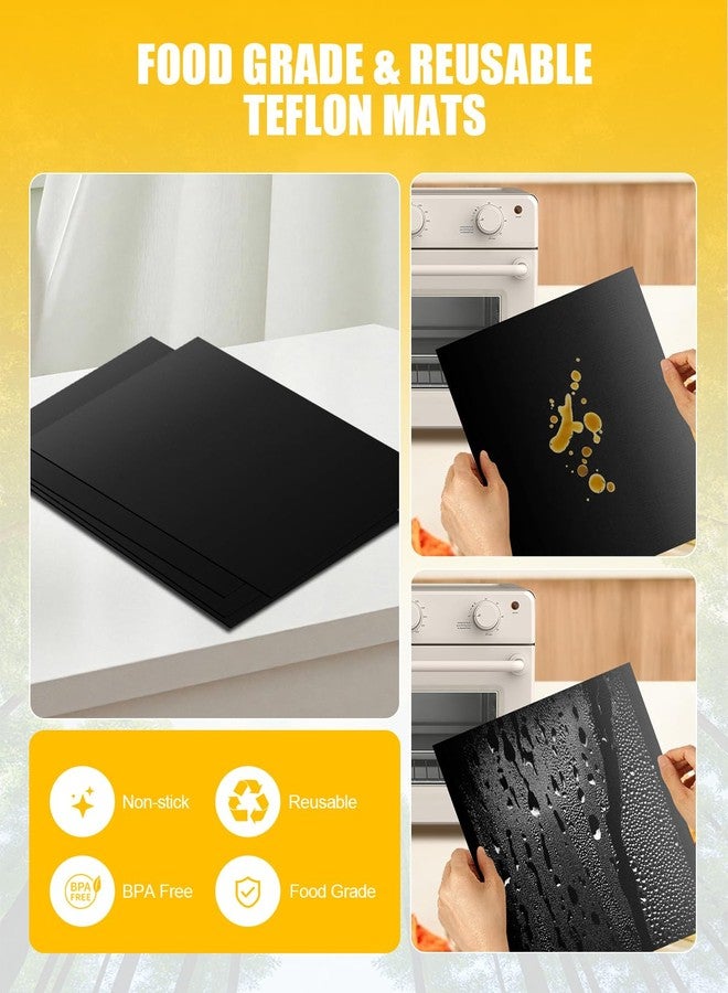 MMH 4PCs Teflon Oven Liners Compatible with Bella Air Fry Toaster Oven Accessories, Reusable Nonstick Heat Resistant Baking Mats, Easy Clean, Heavy Duty Protector Sheets - Image 3