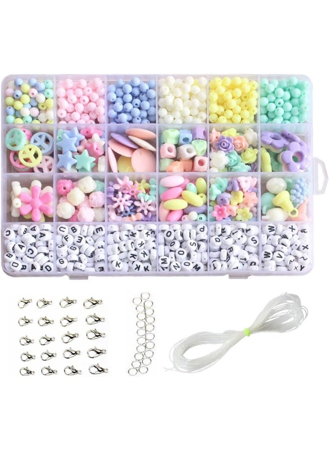 IBAMA IBAMA 24 Grid Diy Candy Color Love Beads Fruit Beads Round Beads Flower Beads DIY Handmade Beads Beads Jewelry Making Set with Box  - Image 1