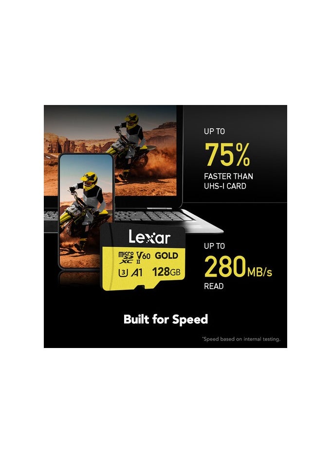 Generic Lexar 128GB Professional GOLD UHS-II microSDXC Memory Card  - Image 3