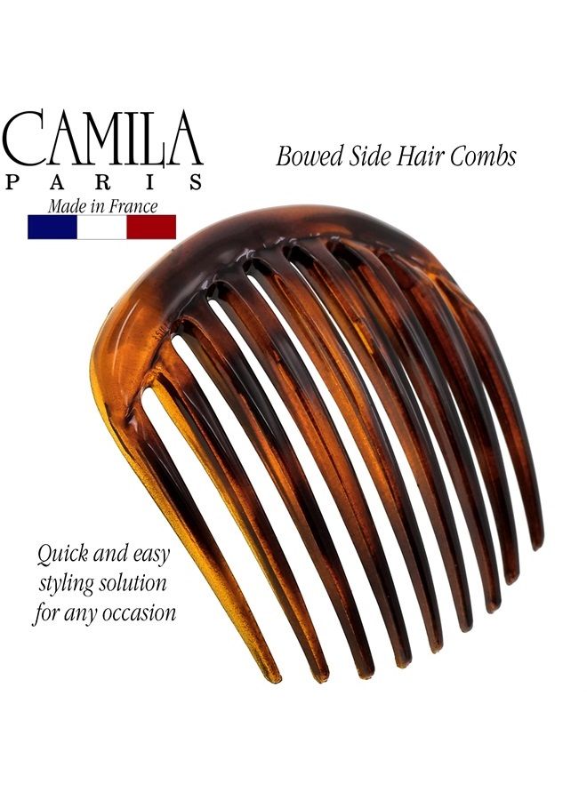 CAMILA Paris CP2431 French Hair Side Comb Small Rounded Tortoise Shell, French Twist Hair Combs, Strong Hold Hair Clips for Women Bun Chignon, No Slip Styling Girls Hair Accessories Made in France - Image 5