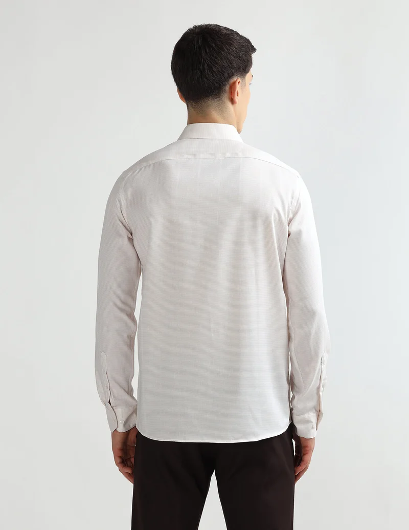 Arrow Beige Manhattan Slim Fit Auto Press Shirt for Men | Best Price UAE