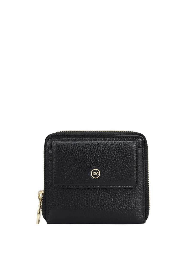 دا ميلانو محفظة نسائية جلد طبيعي أسود من دا ميلانو