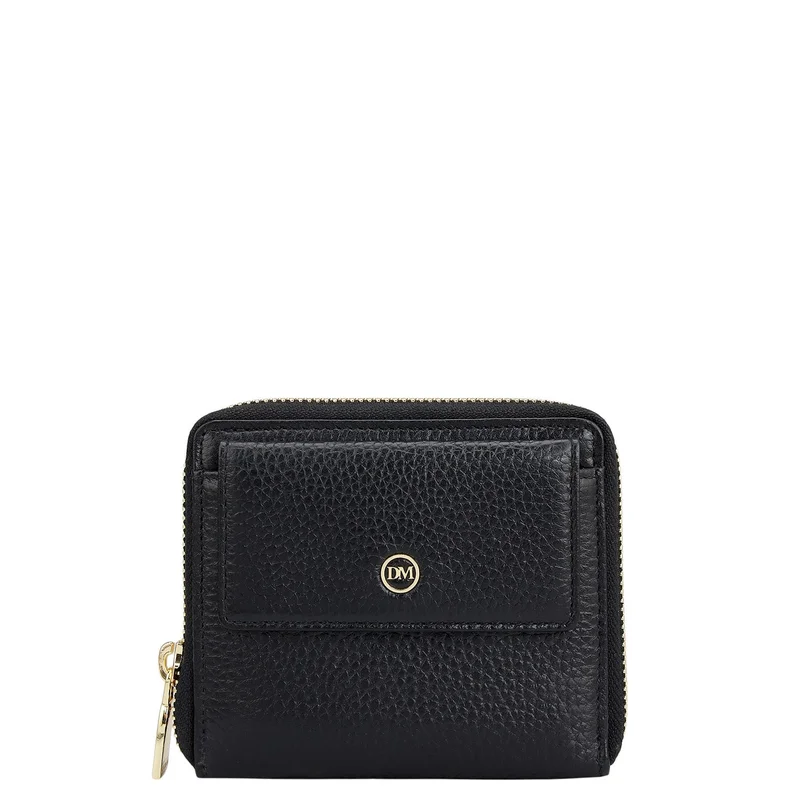 Wax Leather Ladies Wallet - Black