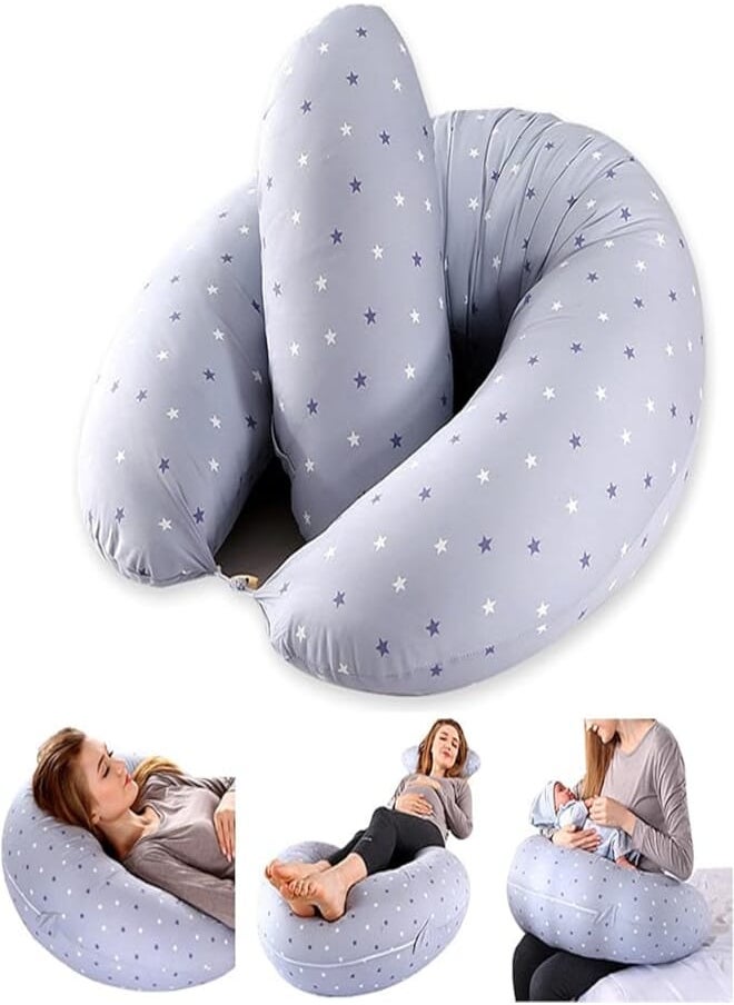 Beauenty Beauenty Multipurpose Feeding Pillow, Breastfeeding Pillow for Breastfeeding and Bottle Feeding, Baby Nursing Pillows, Bed C-shape Pillow and Baby Lounger for Newborn (0-12 months) (Beige Dinosaur) 