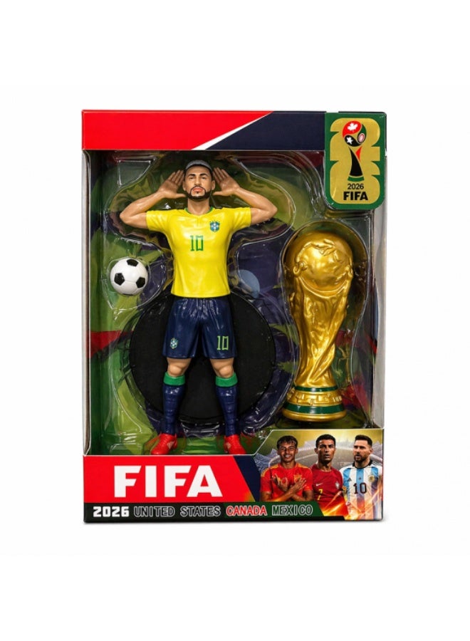 FIFA 2026 Brazil #10 Football Player Action Figure Set with World Cup Trophy