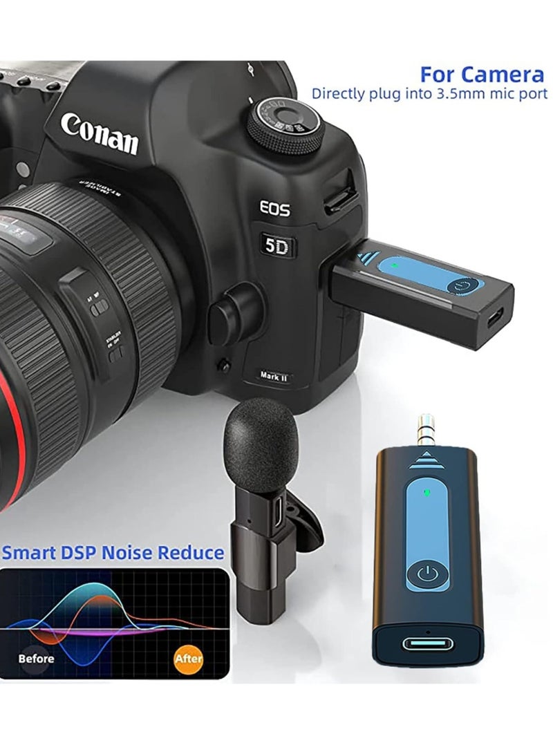 Wireless Lavalier Microphone for iPhone iPad USB C Smartphone, Plug and Play Mini Mic for YouTube TikTok Live Streaming Gaming K Song Recording Auto Noise Reduction (3.5mm 2) - Image 5