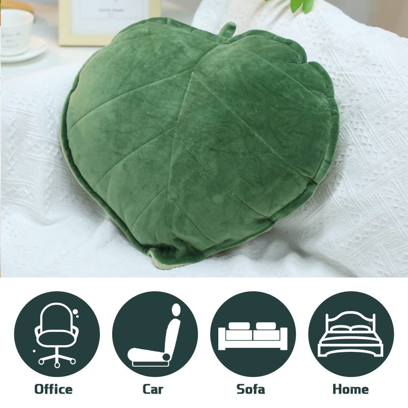 Yookeer 2 Pcs Leaf Shaped Throw Pillow 3D Leaves Plant Decorative Throw Pillows for Couch Living Room Bedroom Sofa Home Decoration, 16 x 16 Inch(Dark Green) - Image 3