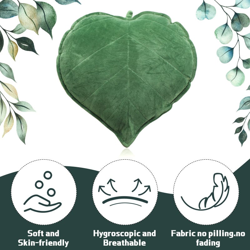Yookeer 2 Pcs Leaf Shaped Throw Pillow 3D Leaves Plant Decorative Throw Pillows for Couch Living Room Bedroom Sofa Home Decoration, 16 x 16 Inch(Dark Green) - Image 4