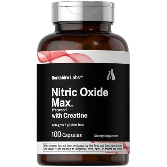 Horbäach Nitric Oxide Supplement with Creatine | 100 Capsules | L Citrulline, L Arginine, and Creatine Monohydrate | Non-GMO, Gluten Free | Berkshire Labs - Image 1