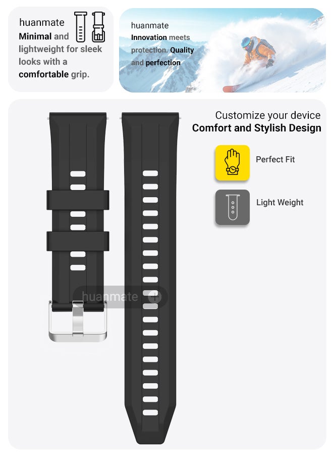 huanmate Huawei Watch GT 6 Pro Soft Silicone Replacement Strap - High Quality, Lightweight, Stylish & Durable - Easy Installation - Replacement Strap for Huawei Watch GT 6 Pro - Image 3