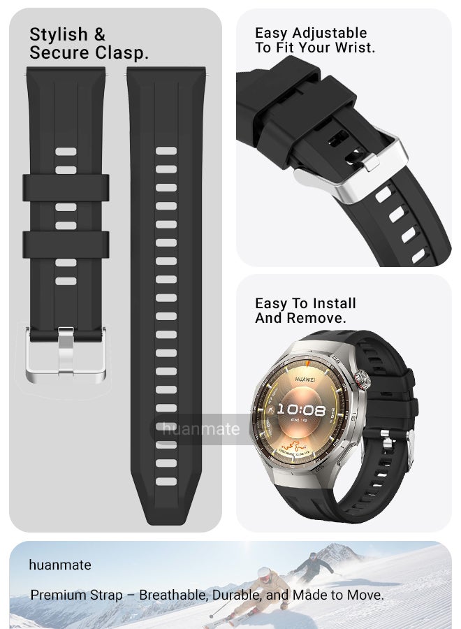 huanmate Huawei Watch GT 6 Pro Soft Silicone Replacement Strap - High Quality, Lightweight, Stylish & Durable - Easy Installation - Replacement Strap for Huawei Watch GT 6 Pro - Image 5