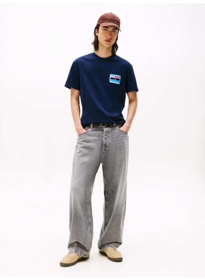 تومي جينز تيشيرت بياقة دائرية برسومات خلفية