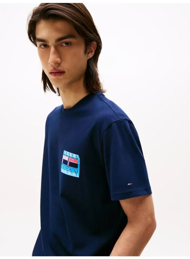 تومي جينز تيشيرت بياقة دائرية برسومات خلفية