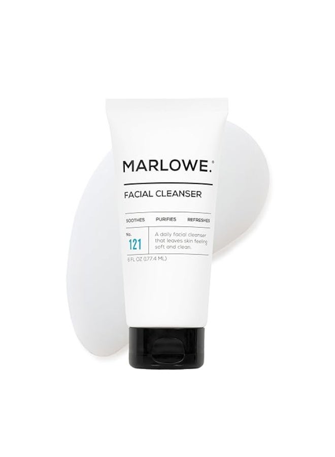 MARLOWE. No. 121 Facial Cleanser 6 oz, Daily Mens Face Wash with Natural Extracts & Antioxidants, Soothes, Purifies, Refreshes, Thick Lather, Fresh Woodsy Scent - Image 1