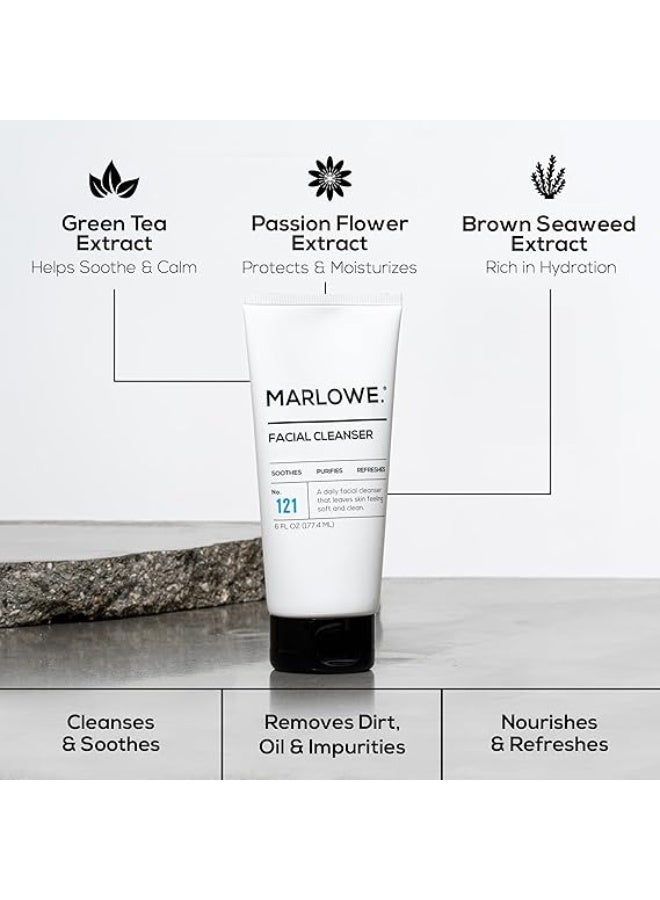 MARLOWE. No. 121 Facial Cleanser 6 oz, Daily Mens Face Wash with Natural Extracts & Antioxidants, Soothes, Purifies, Refreshes, Thick Lather, Fresh Woodsy Scent - Image 2