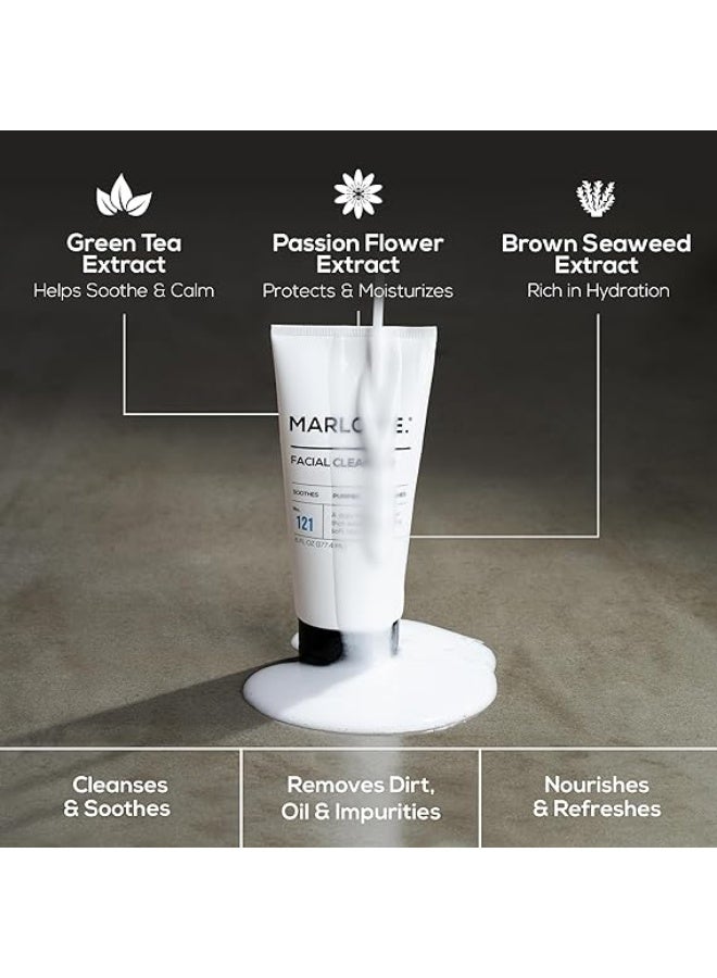 MARLOWE. No. 121 Facial Cleanser 6 oz, Daily Mens Face Wash with Natural Extracts & Antioxidants, Soothes, Purifies, Refreshes, Thick Lather, Fresh Woodsy Scent - Image 3