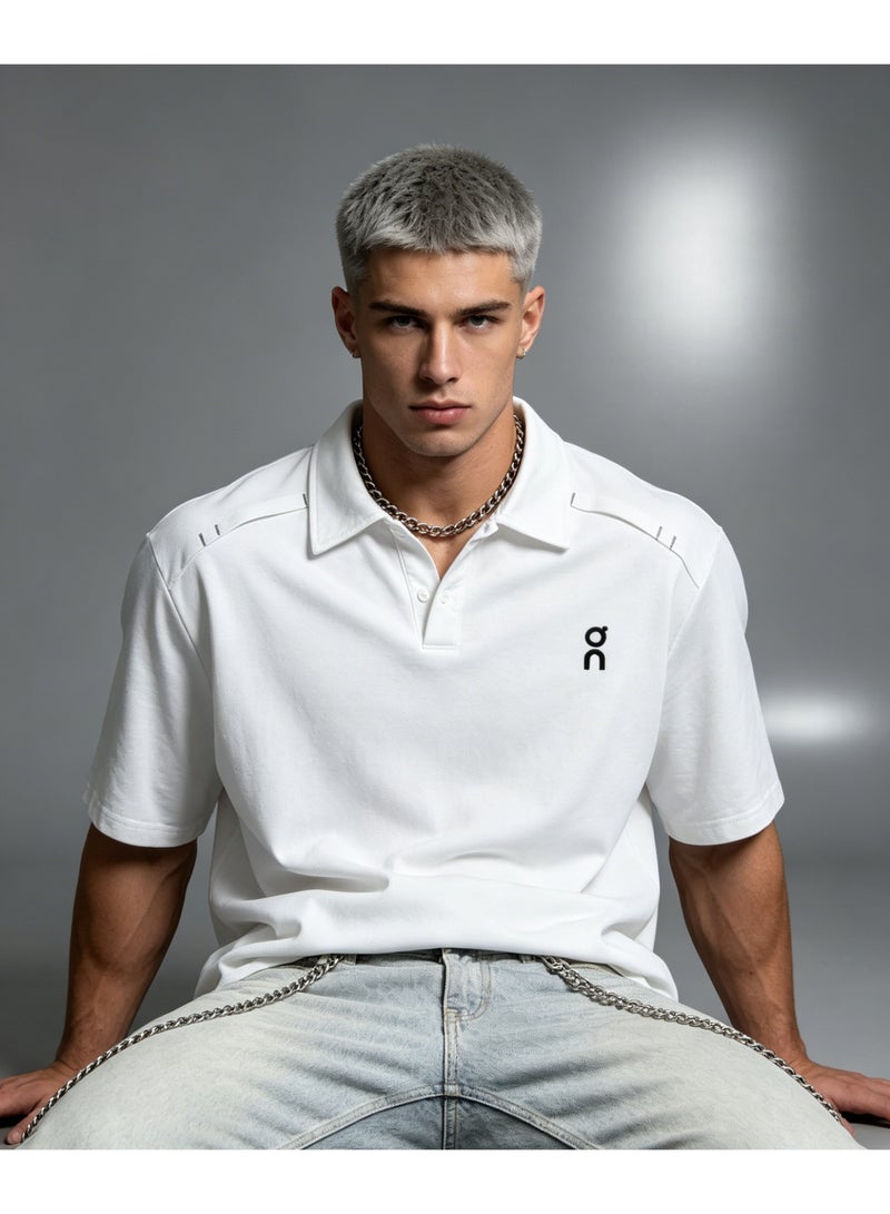 اون راننج On Running Shoulder Pressing Polo Shirt 100% cotton loose outdoor casual short-sleeved couple shirt for men and women - Image 1