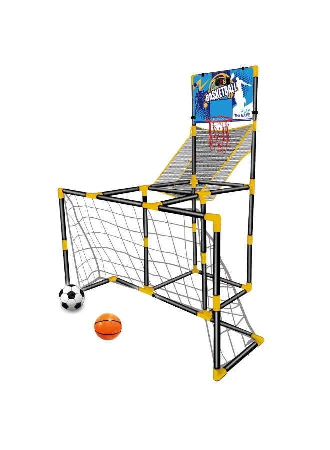 Chanak 2 In 1 Basketball & Football Game Set For Kids Indoor & Outdoor Sports Playset With Hoop, Goal Post, Ball Pump, Football & Basketball Boys & Girls - Image 1