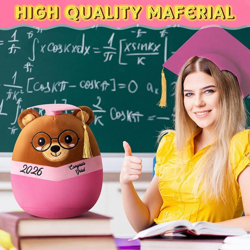Blueweenly Graduation Bear 12 Inch Large Stuffed Animal Plush with Cap 2026 Graduation Gifts Bear for Her, for Him, for College, Present Gifts Celebratory Souvenir(Pink) - Image 5